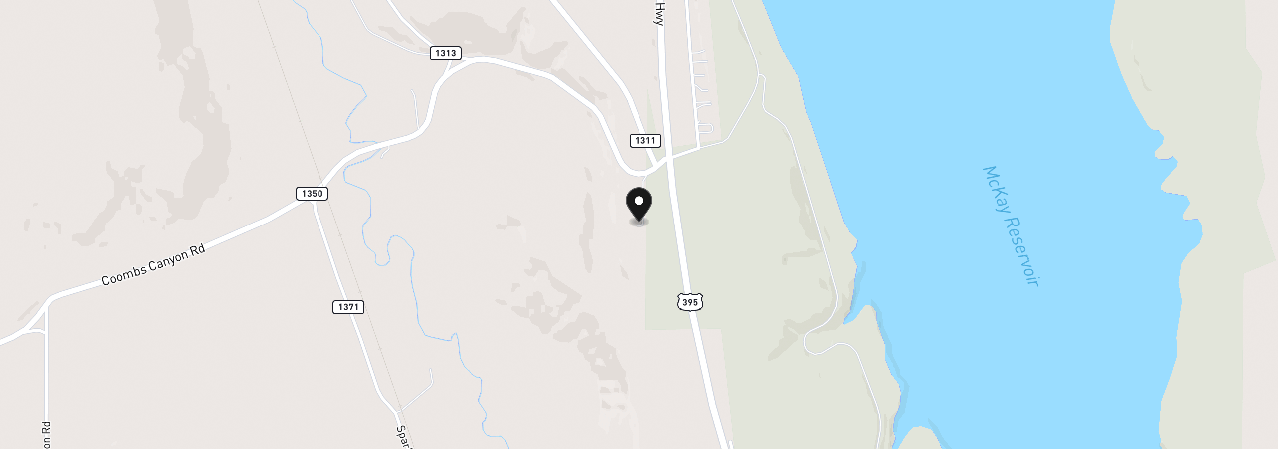 Map showing the location of 43628 Coombs Canyon Rd, Pendleton, OR 97801