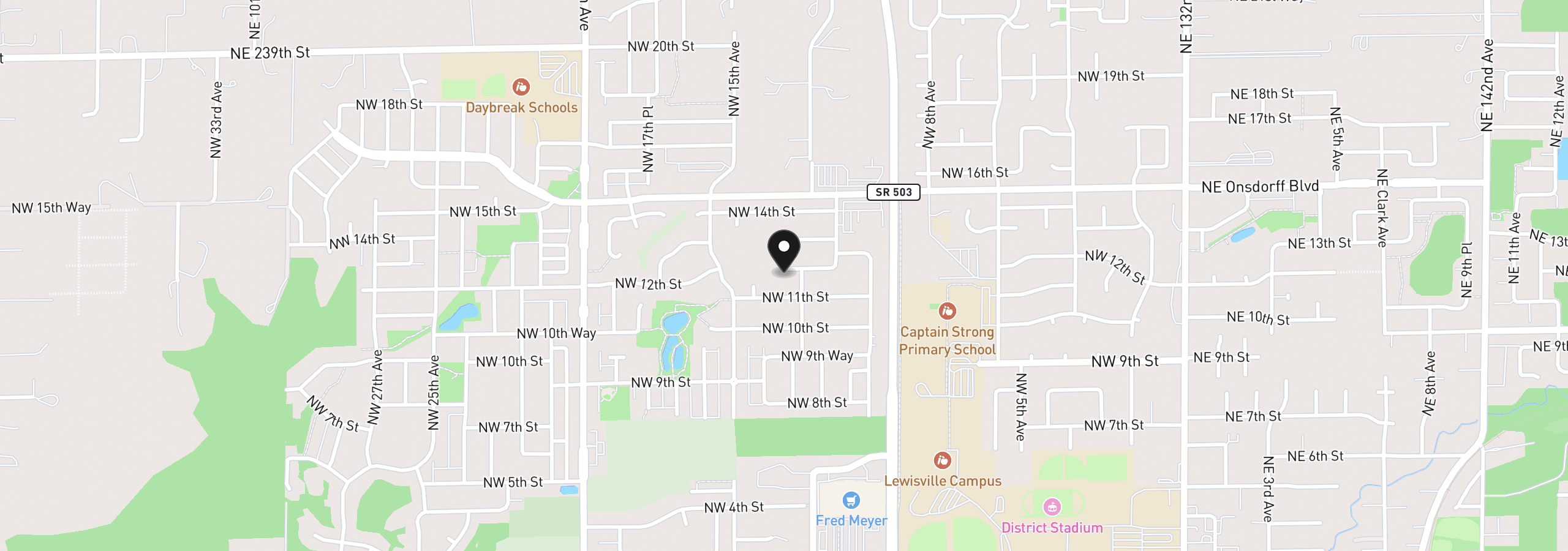 Map showing the location of 1311 NW 12th St, Battle Ground, Wa 98604