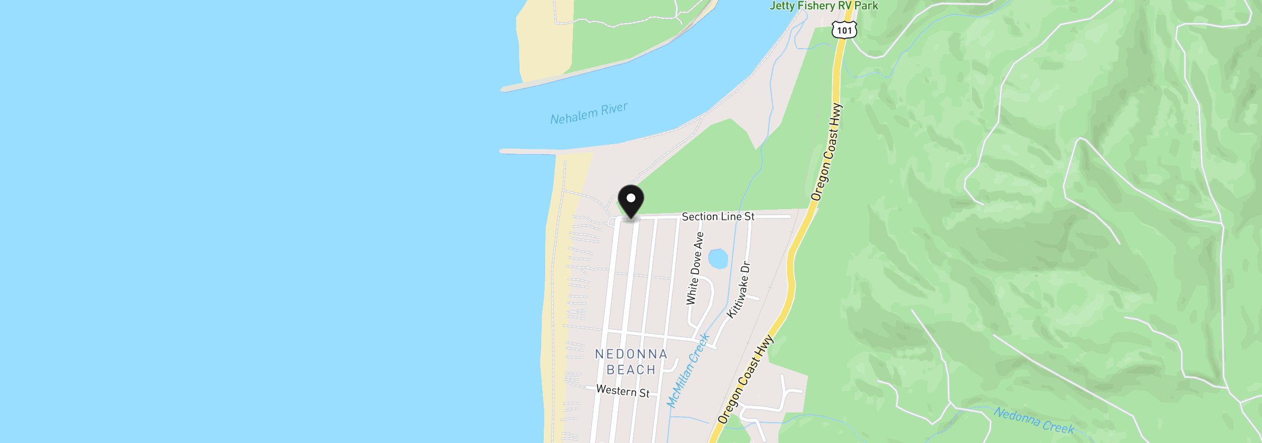 Map showing the location of 8625 Section Line St, Rockaway Beach, OR 97136
