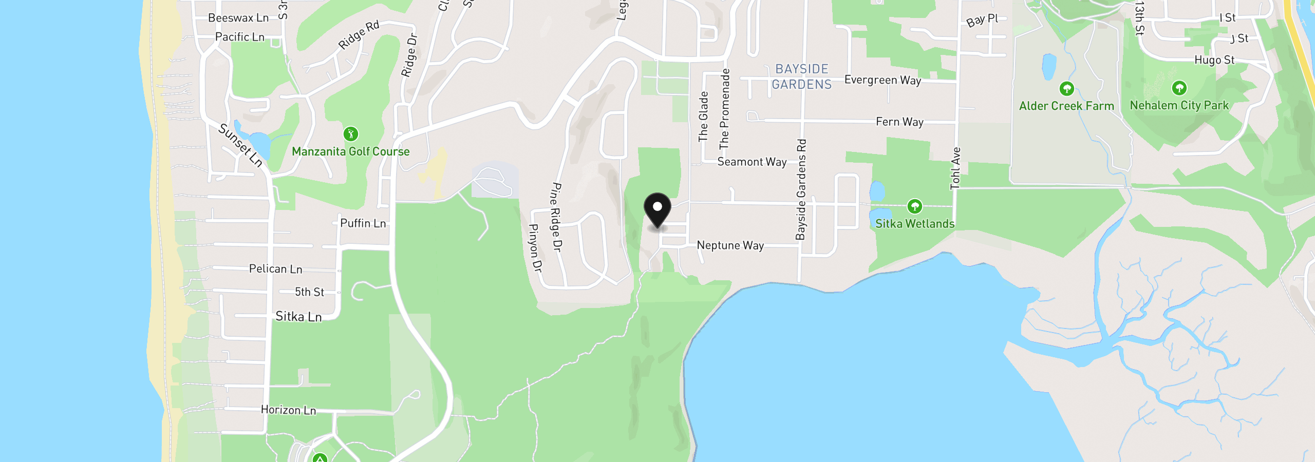 Map showing the location of Creekside Dr, Nehalem, OR 97131