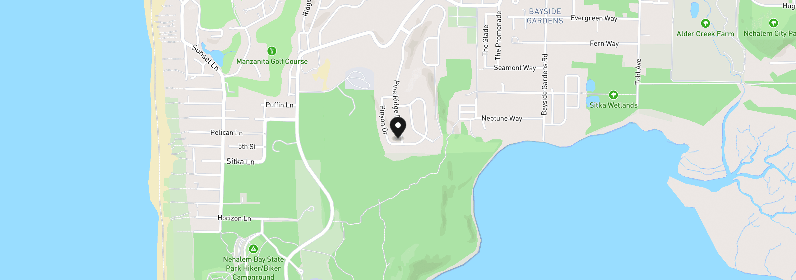 Map showing the location of 34455 Pinyon Dr, Manzanita, OR 97130