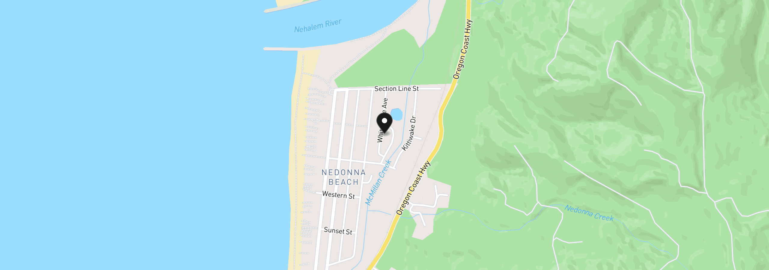 Map showing the location of 26539 White Dove Ave, Rockaway Beach, OR 97136