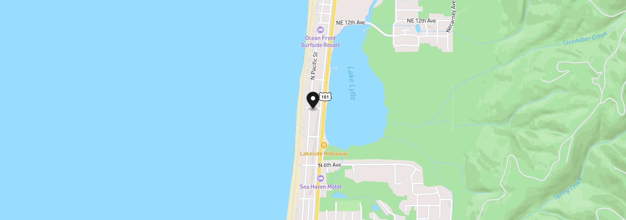 Map showing the location of 792 N Pacific, Rockaway Beach, OR 97136