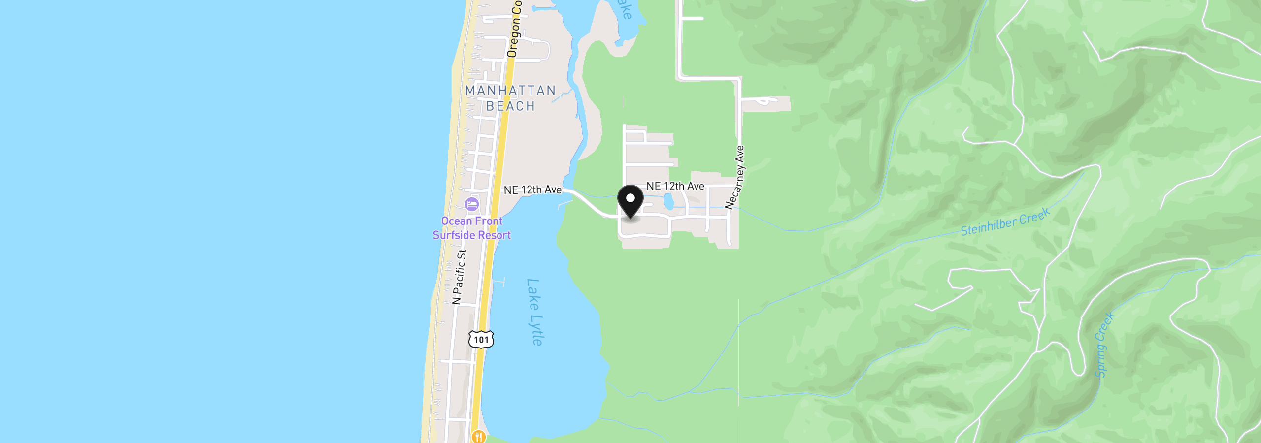 Map showing the location of 1013 Charlotte St, Rockaway Beach, OR 97136