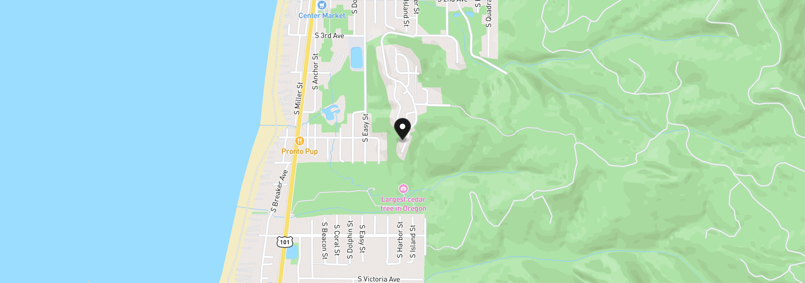 Map showing the location of 639 Pacific View Dr, Rockaway Beach, OR 97136