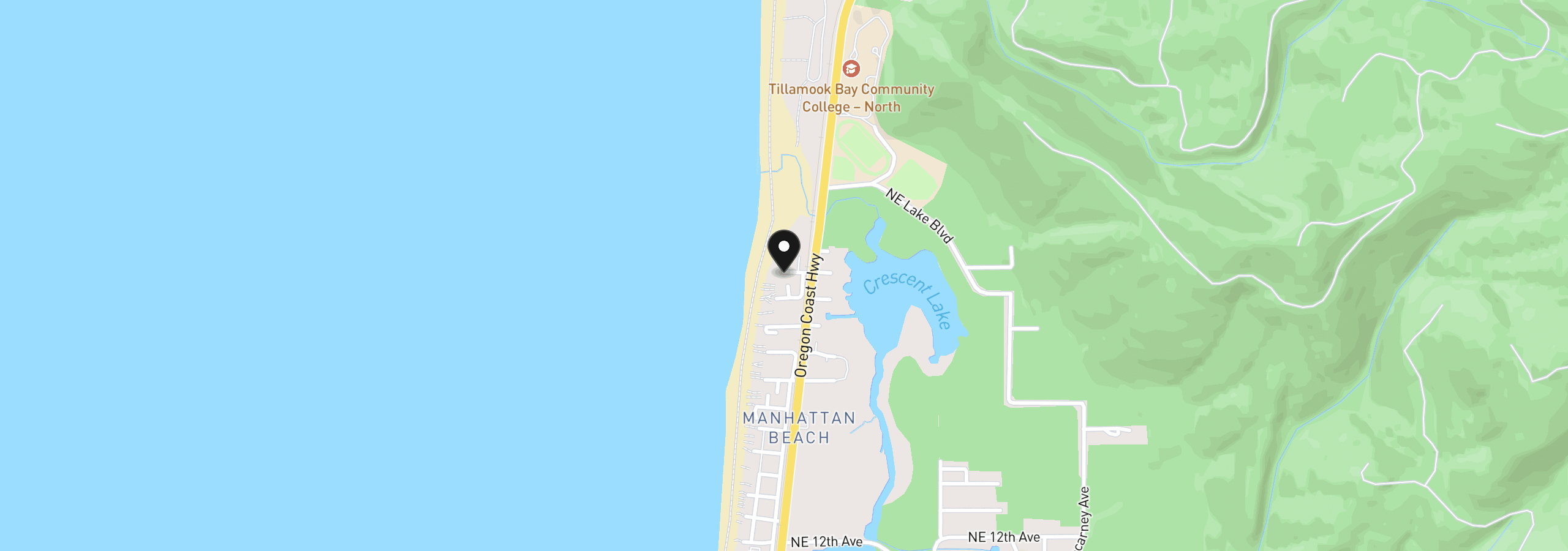 Map showing the location of 150 NW 23rd Ave, Rockaway Beach, OR 97136