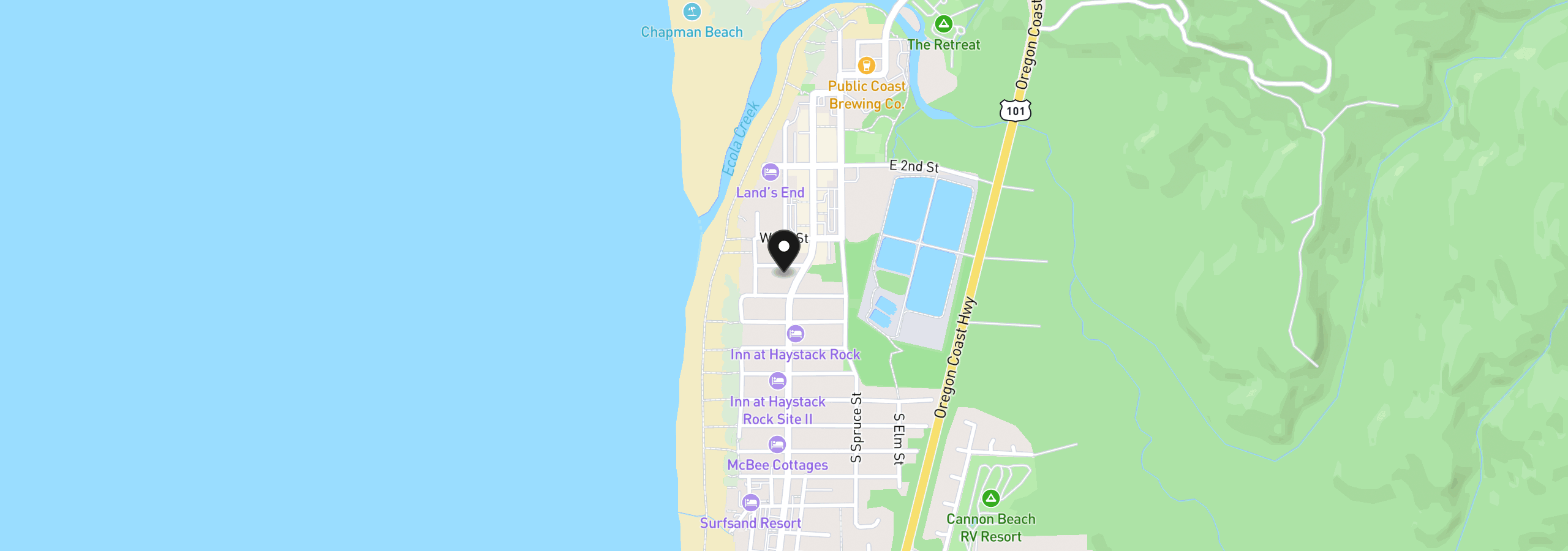 Map showing the location of 155 W Taft St, Cannon Beach, OR 97110