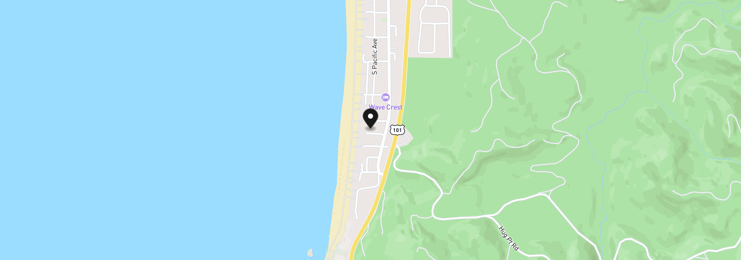 Map showing the location of 224 Noatak St, Cannon Beach, OR 97110