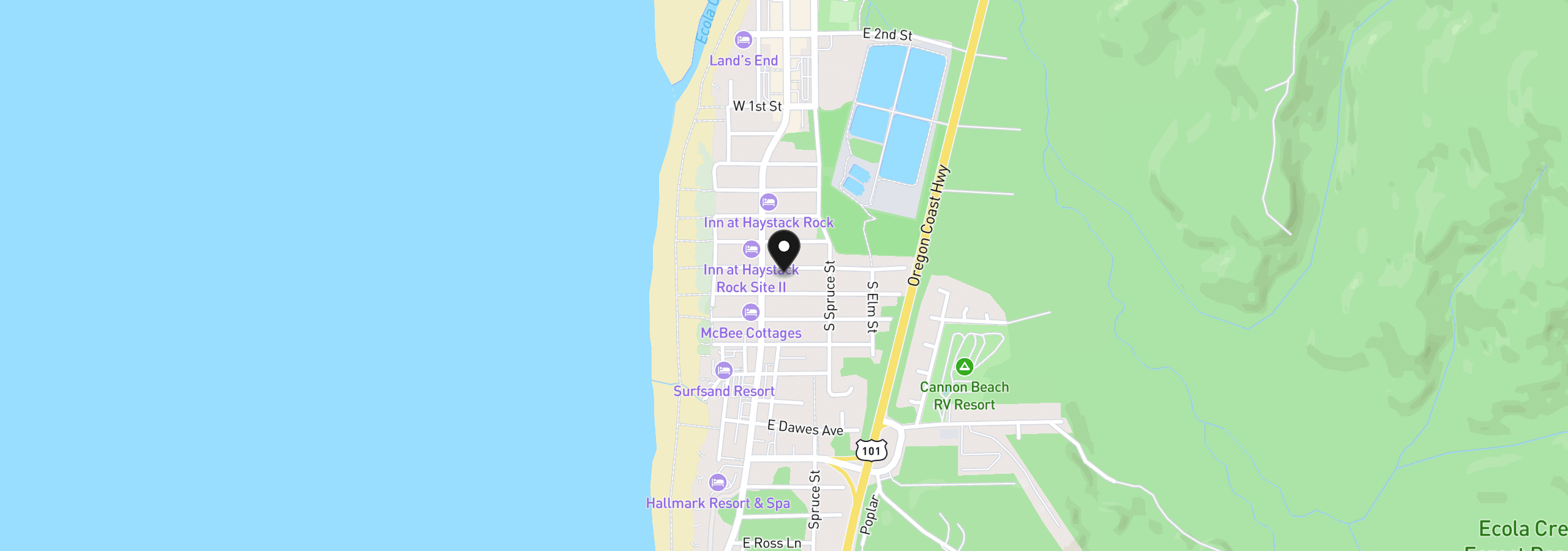 Map showing the location of 139 E Monroe St, Cannon Beach, OR 97110