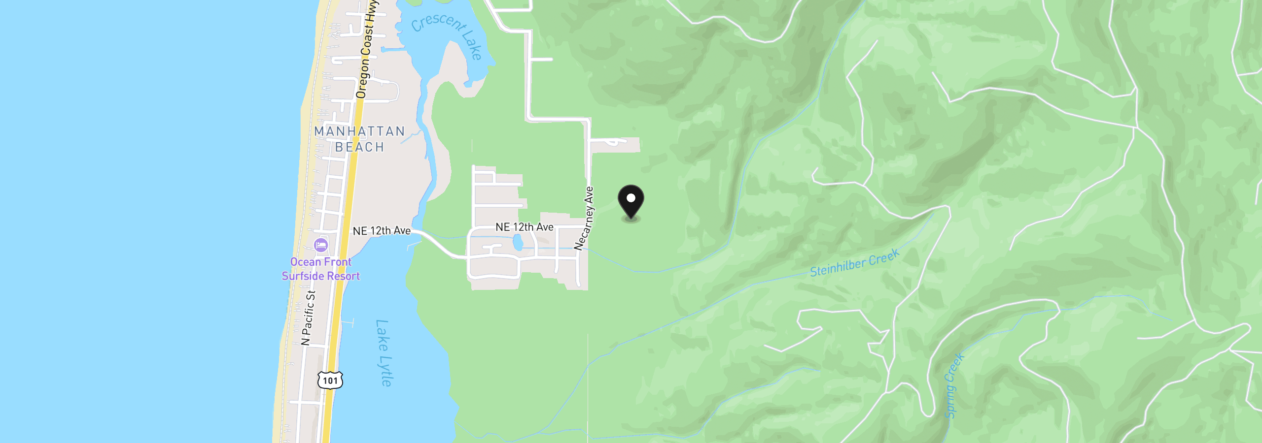 Map showing the location of NE 12th St, Rockaway Beach, OR 97136
