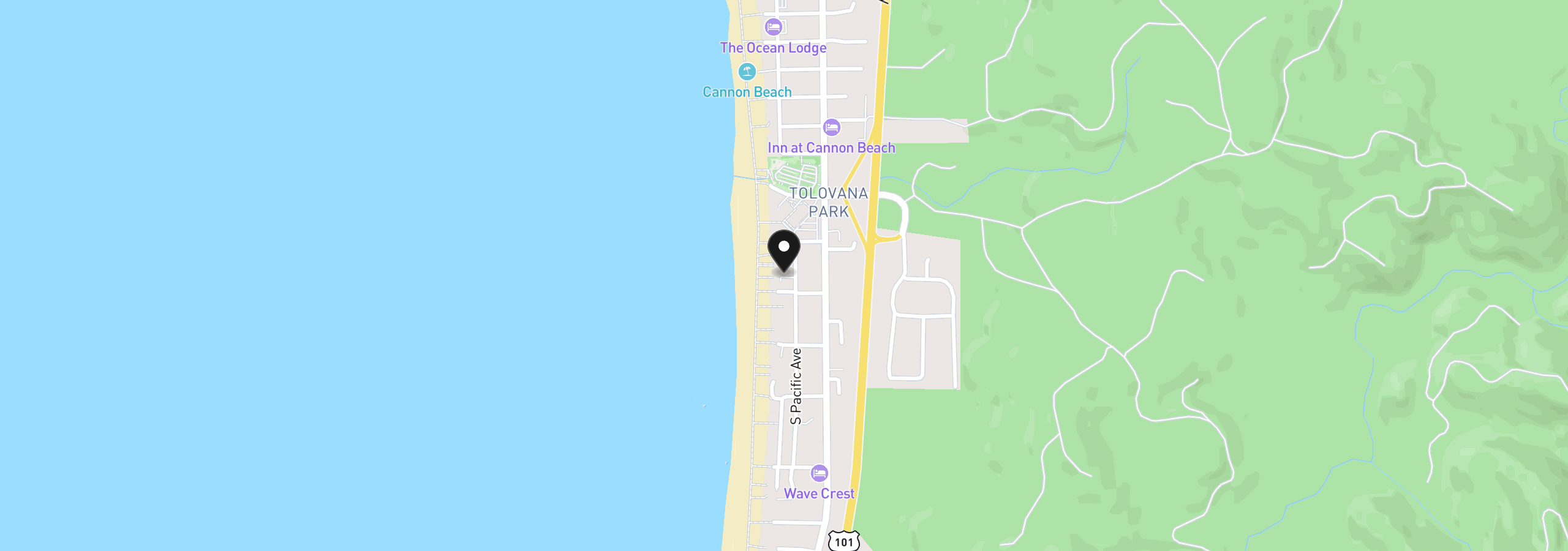 Map showing the location of 3572 Pacific St, Cannon Beach, OR 97110
