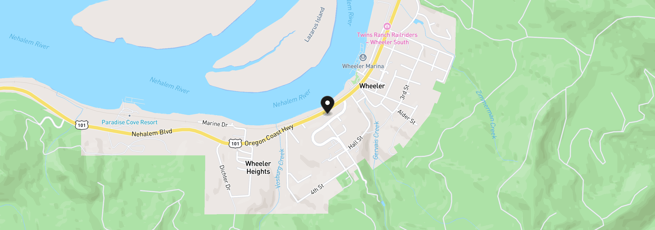 Map showing the location of 985 Nehalem Blvd, Wheeler, OR 97147