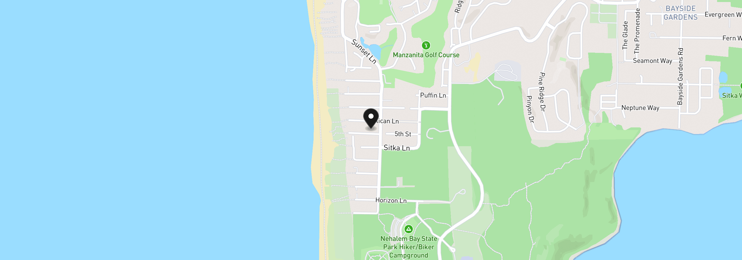 Map showing the location of 8950 Windward Ln, Manzanita, OR 97130