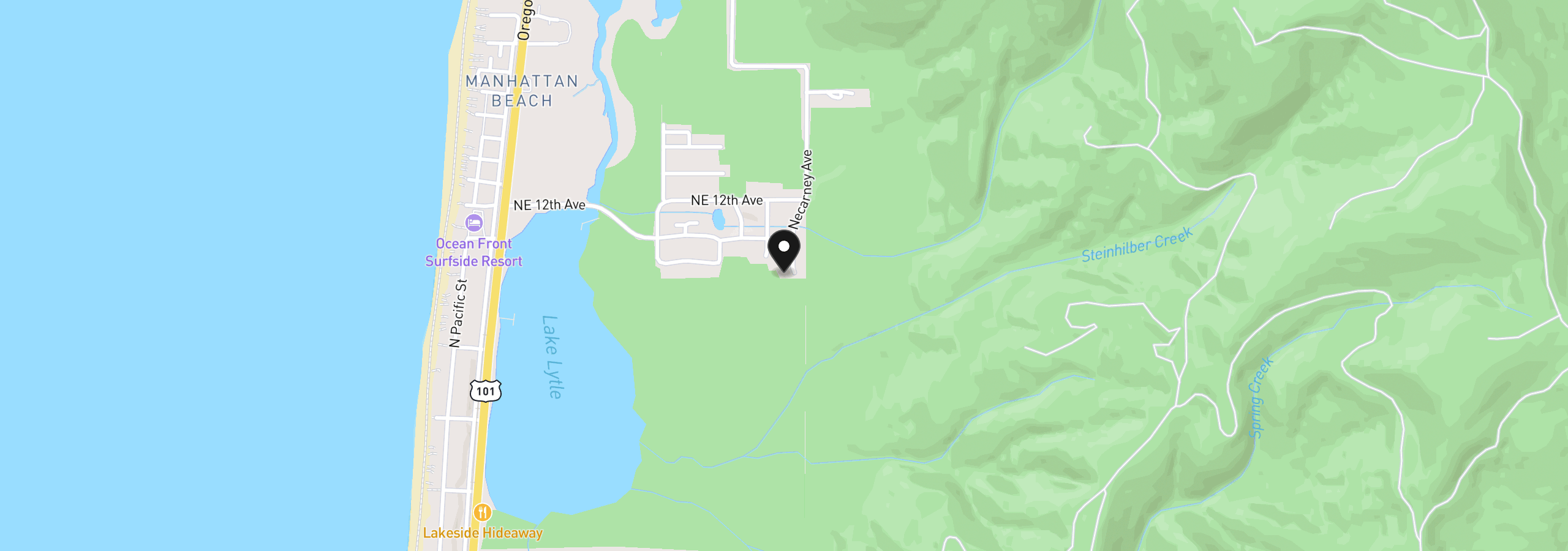 Map showing the location of 995 Necarney Lot10, Rockaway Beach, OR 97136