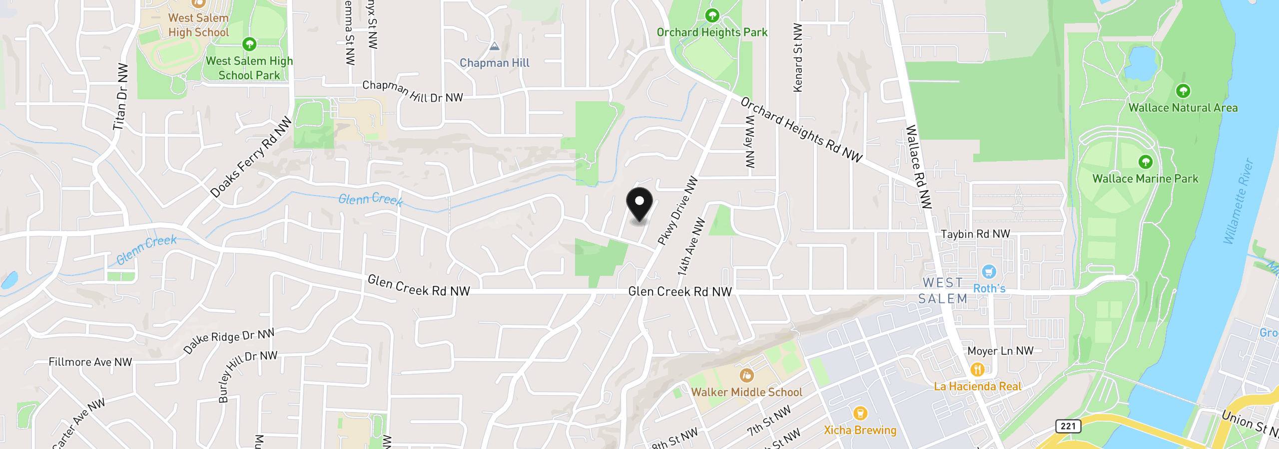 Map showing the location of 1237 Lottie Ln, Salem, OR 97304