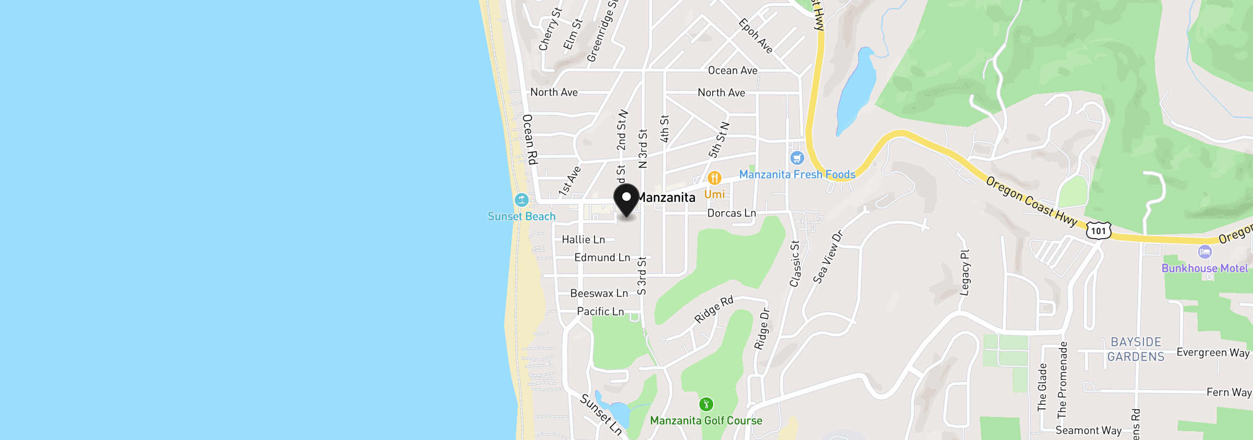 Map showing the location of 0, Manzanita, OR 97130