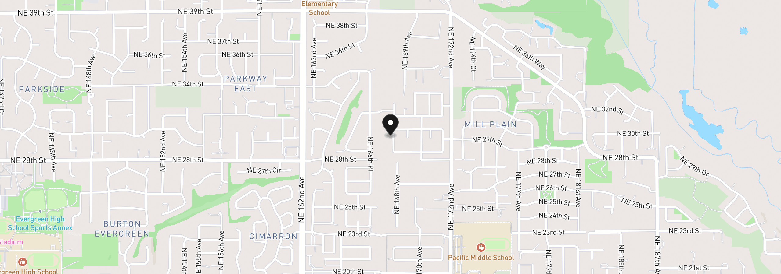 Map showing the location of 2906 NE 168th Ave, Vancouver, Wa 98682