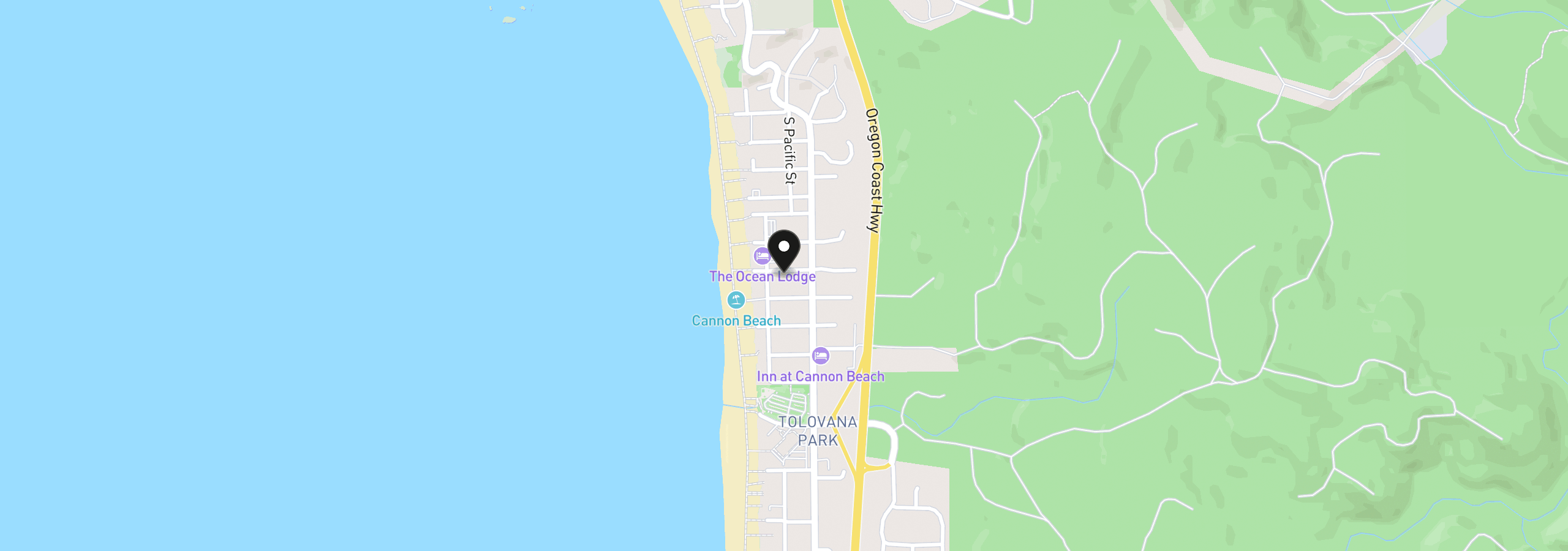 Map showing the location of 159 W Chisana St, Cannon Beach, OR 97110