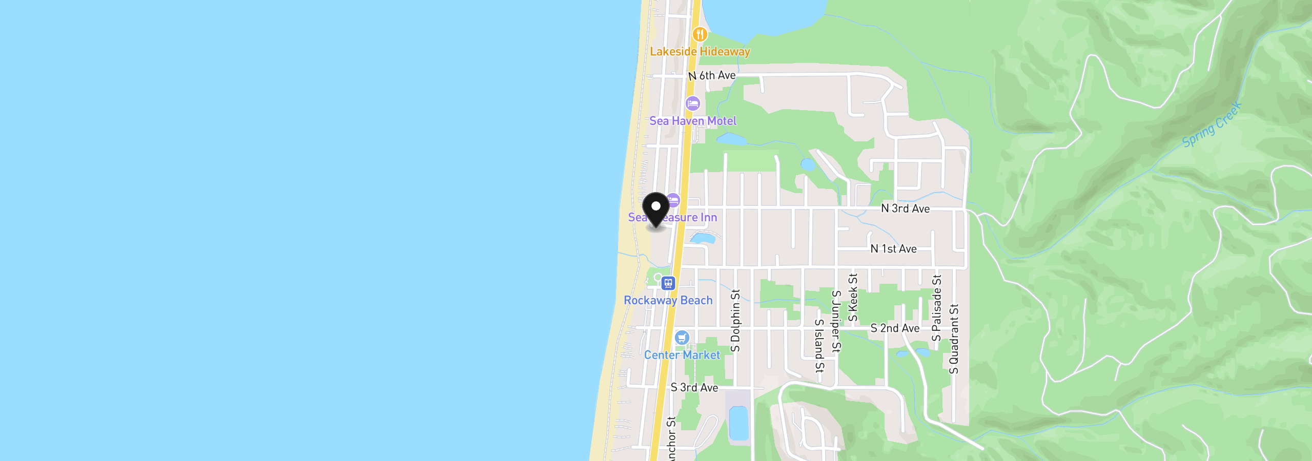 Map showing the location of 156 North Pacific St, Rockaway Beach, OR 97136