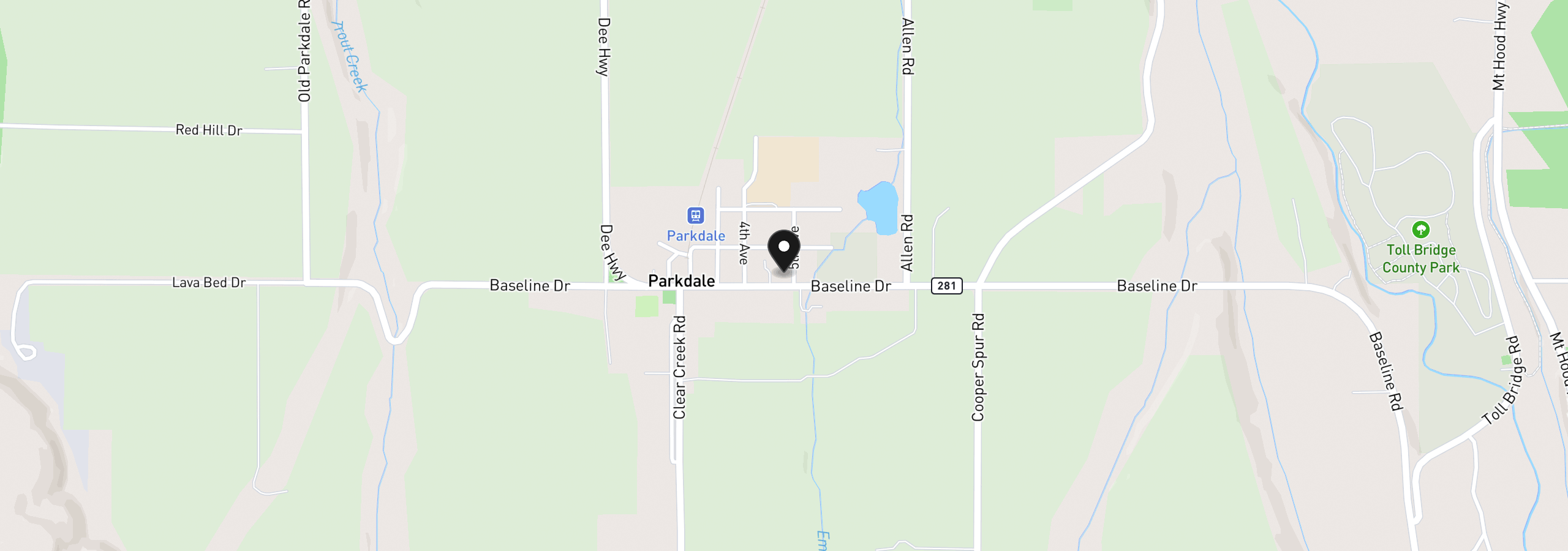 Map showing the location of 4932 Baseline Dr, Mt Hood Prkdl, OR 97041