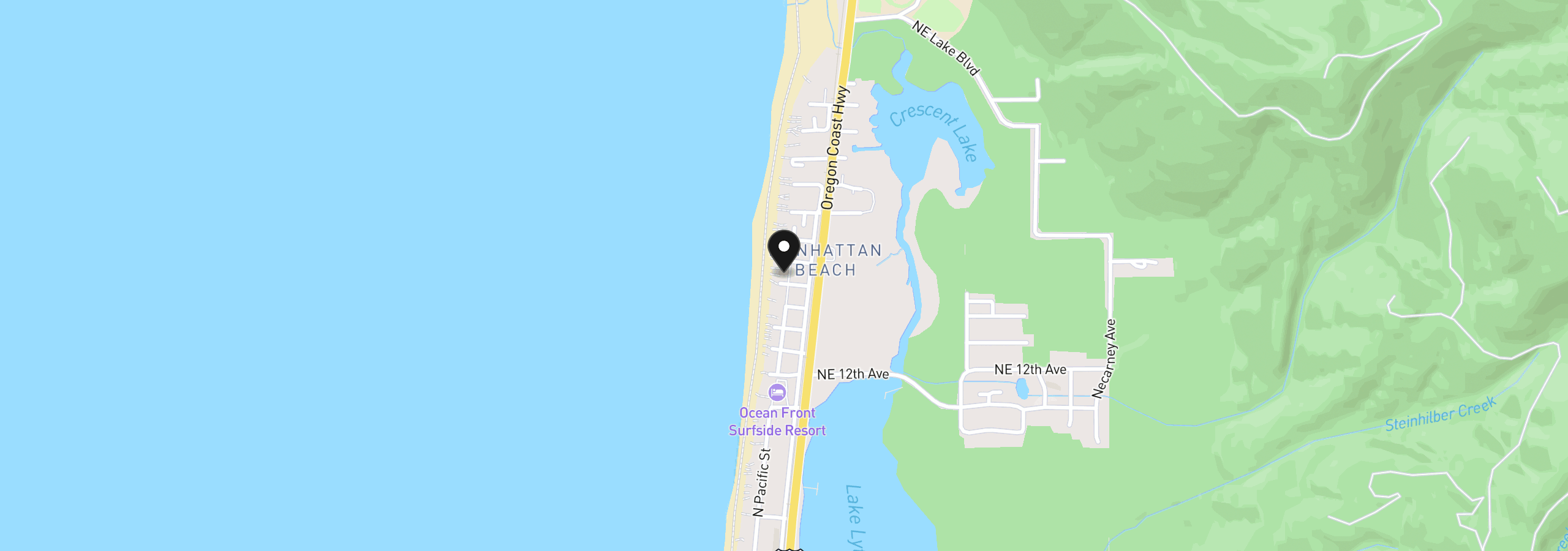 Map showing the location of 1623 N Pacific Ln, Rockaway Beach, OR 97136