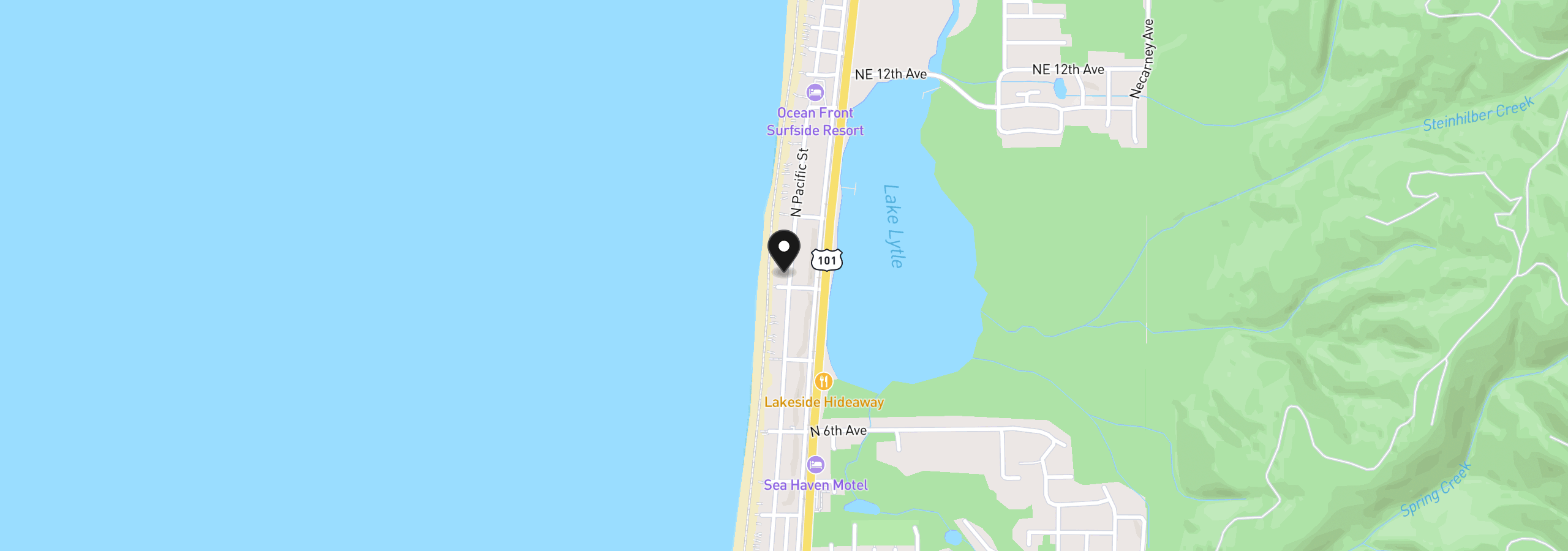 Map showing the location of 807 N Pacific, Rockaway Beach, OR 97136