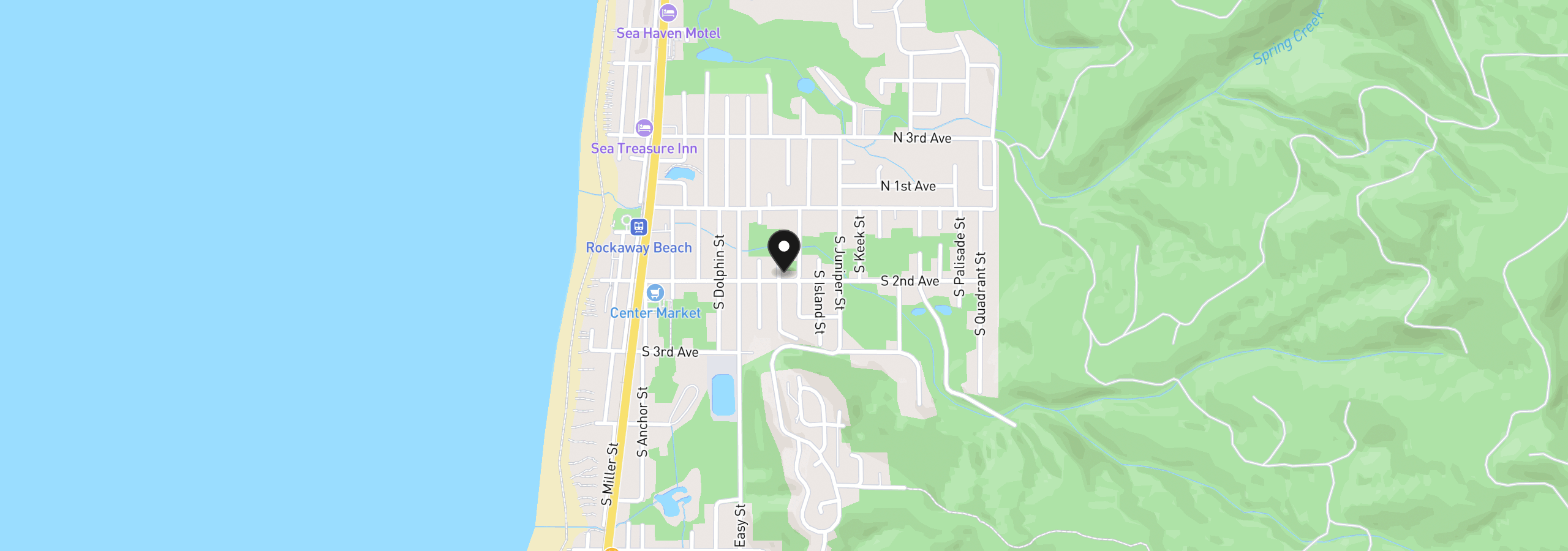 Map showing the location of 701 S 2nd Ave, Rockaway Beach, OR 97136