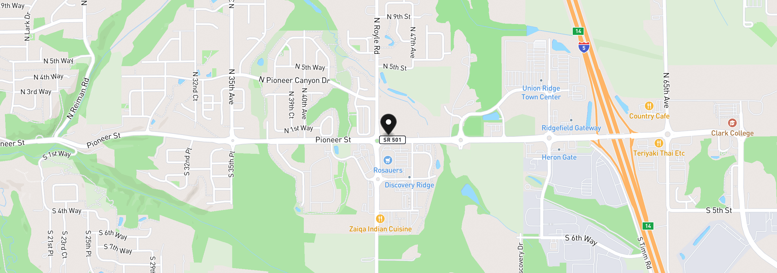 Map showing the location of 4504 Pioneer St, Ridgefield, Wa 98642
