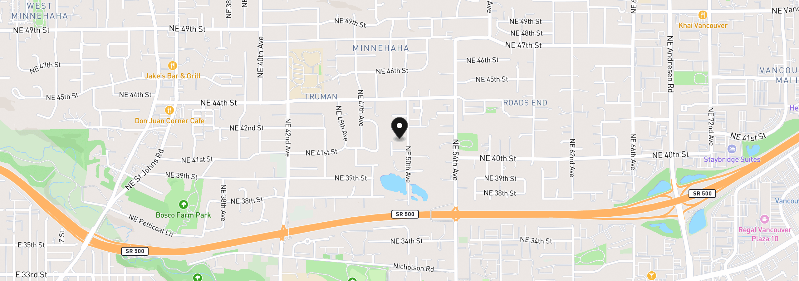 Map showing the location of 4129 NE 49th Ave, Vancouver, Wa 98661