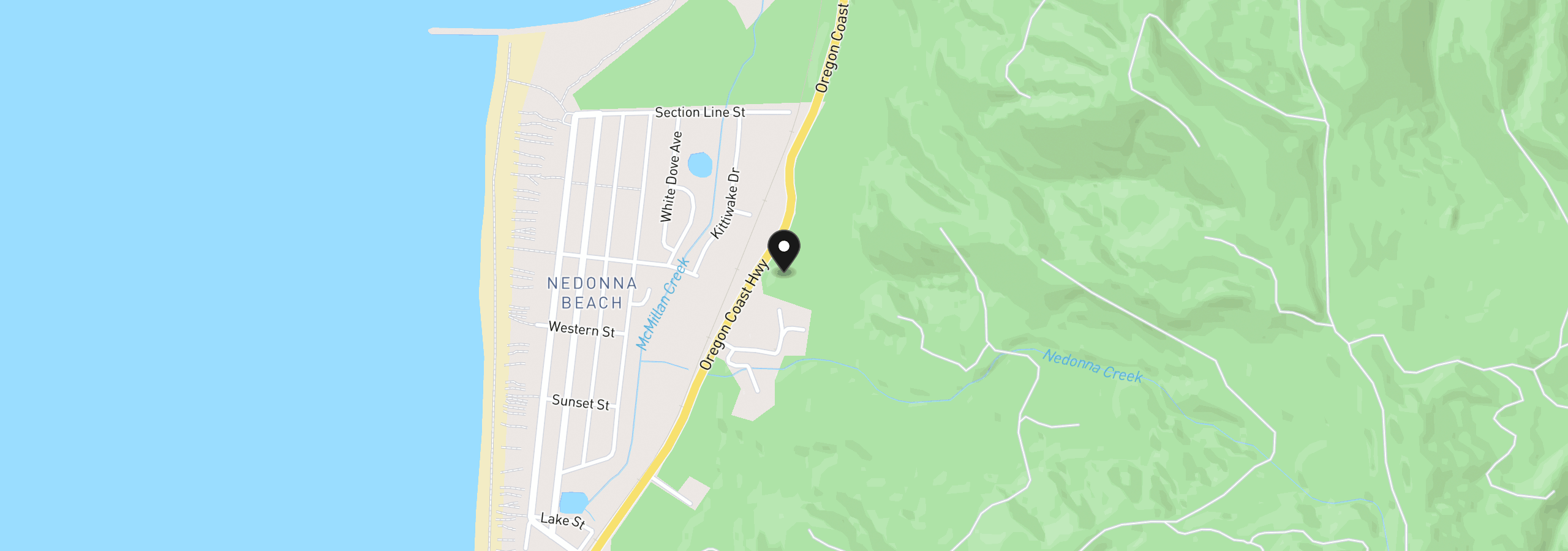 Map showing the location of Scenic View Dr, Rockaway Beach, OR 97136