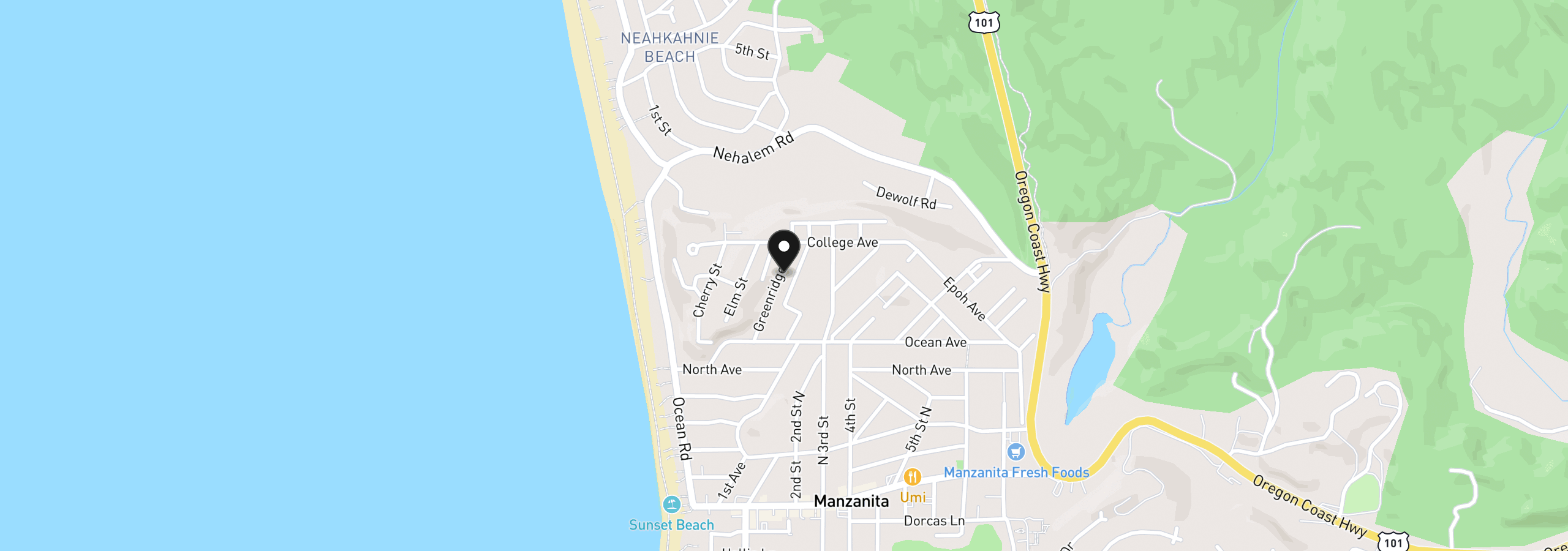 Map showing the location of 844 Greenridge St, Manzanita, OR 97130