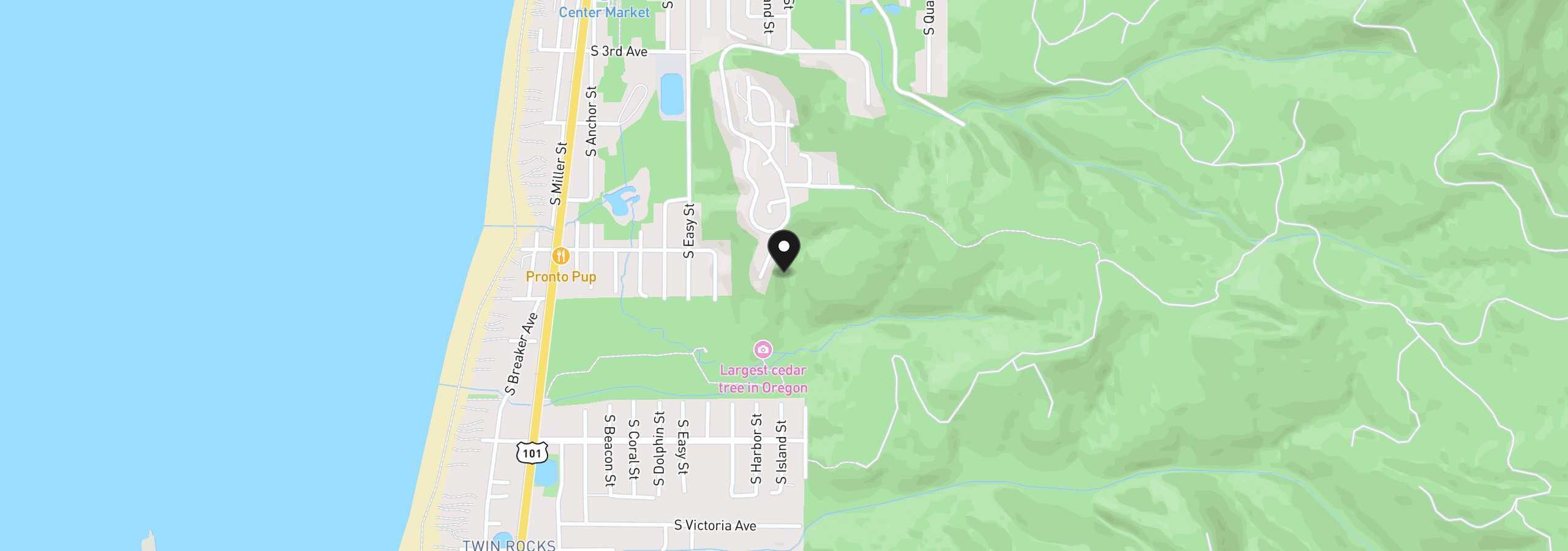 Map showing the location of 630 Pacific View Dr, Rockaway Beach, OR 97136