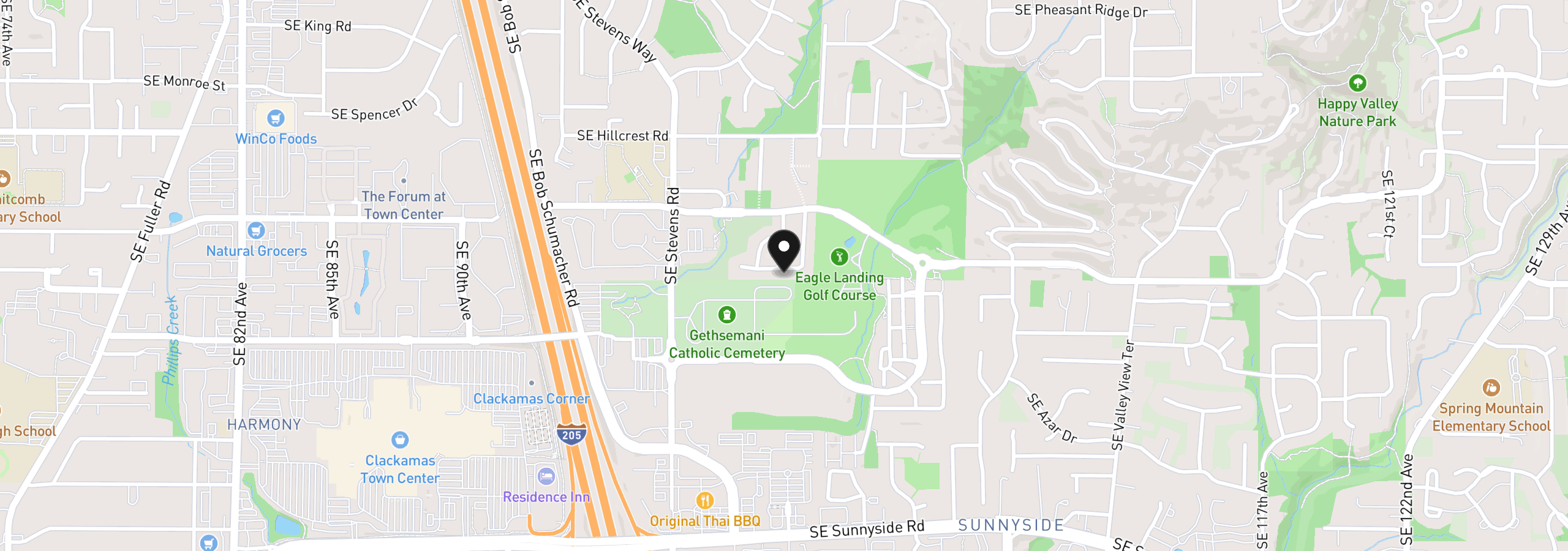 Map showing the location of 11534 SE Aquila St, Happy Valley, OR 97086