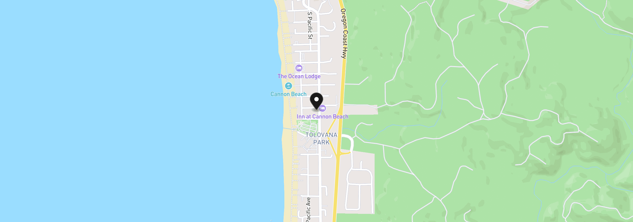 Map showing the location of 3232 S Hemlock St, Cannon Beach, OR 97110