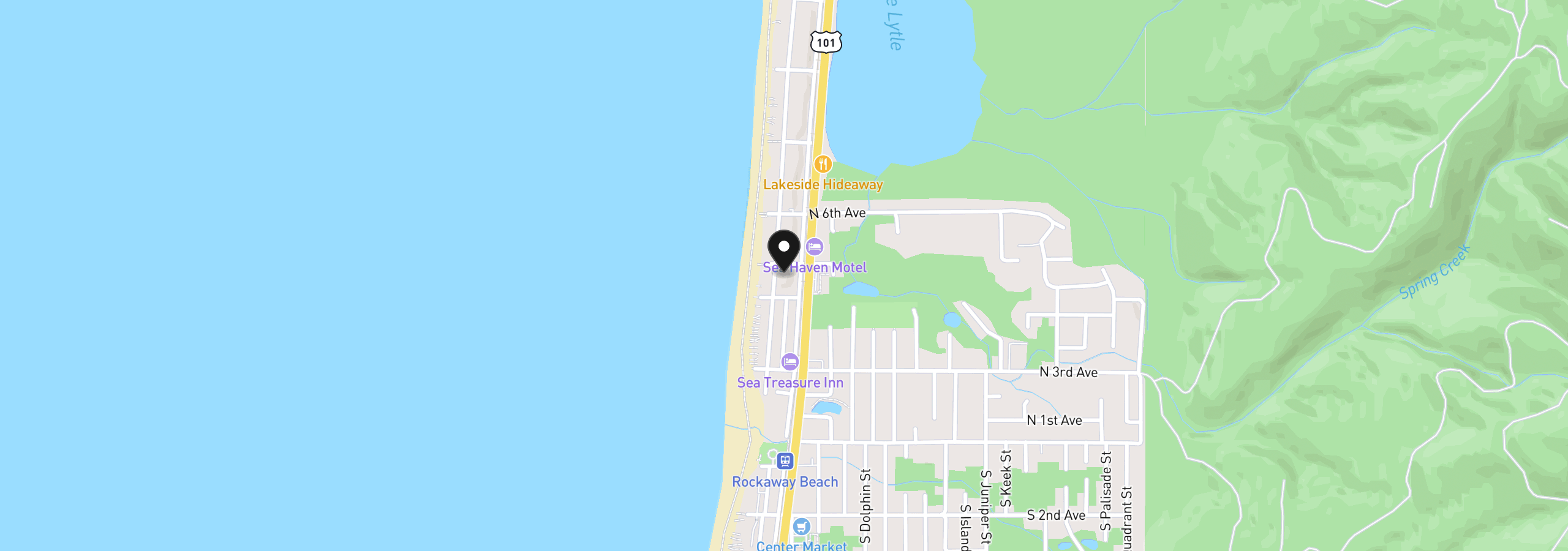 Map showing the location of 430 N Pacific, Rockaway Beach, OR 97136