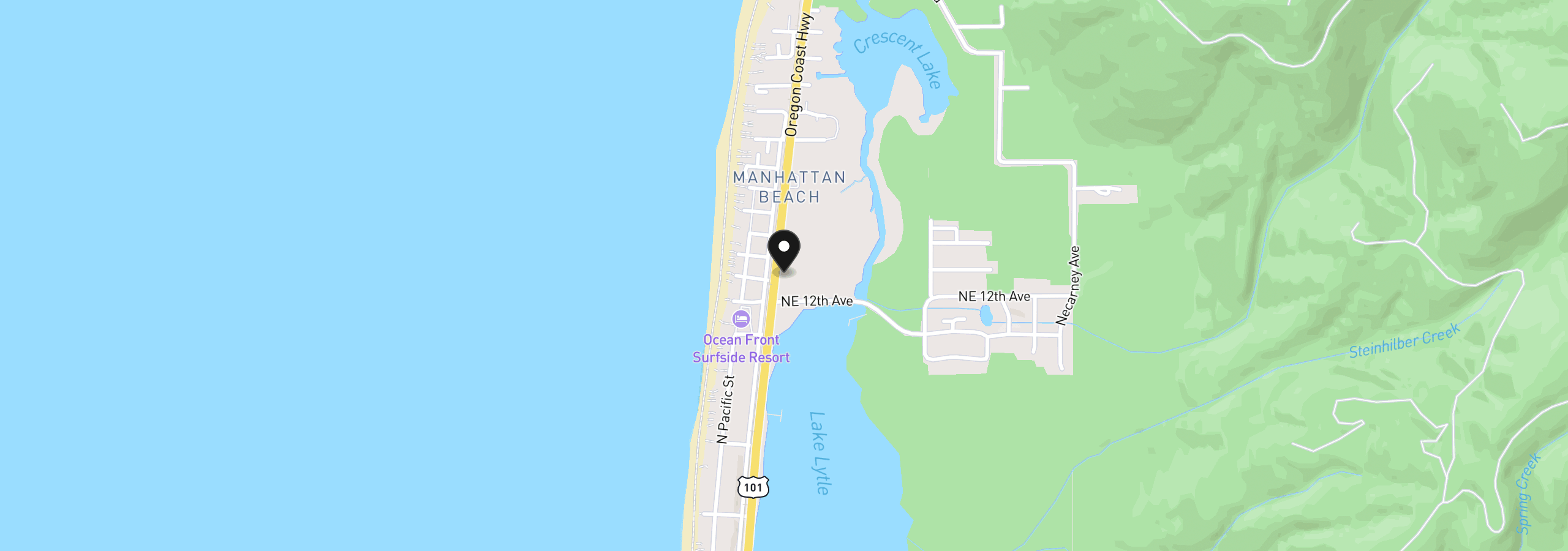 Map showing the location of 1318 N Hwy 101, Rockaway Beach, OR 97136