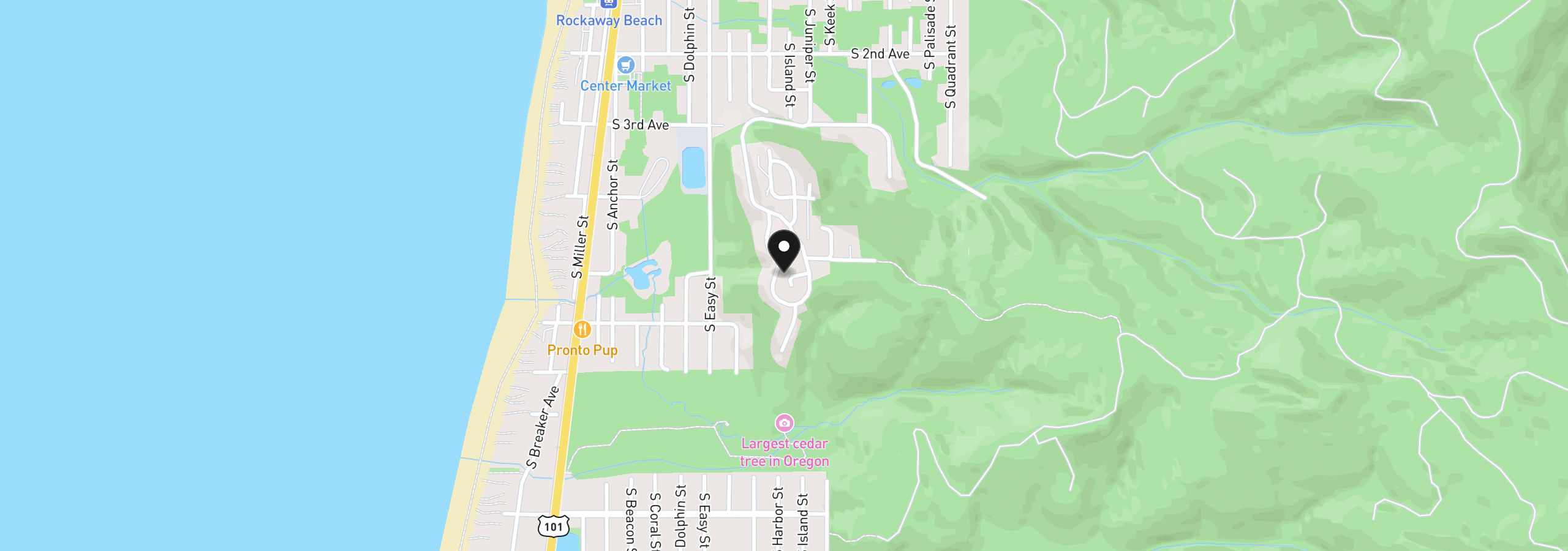Map showing the location of 539 S Kesterson Ct, Rockaway Beach, OR 97136
