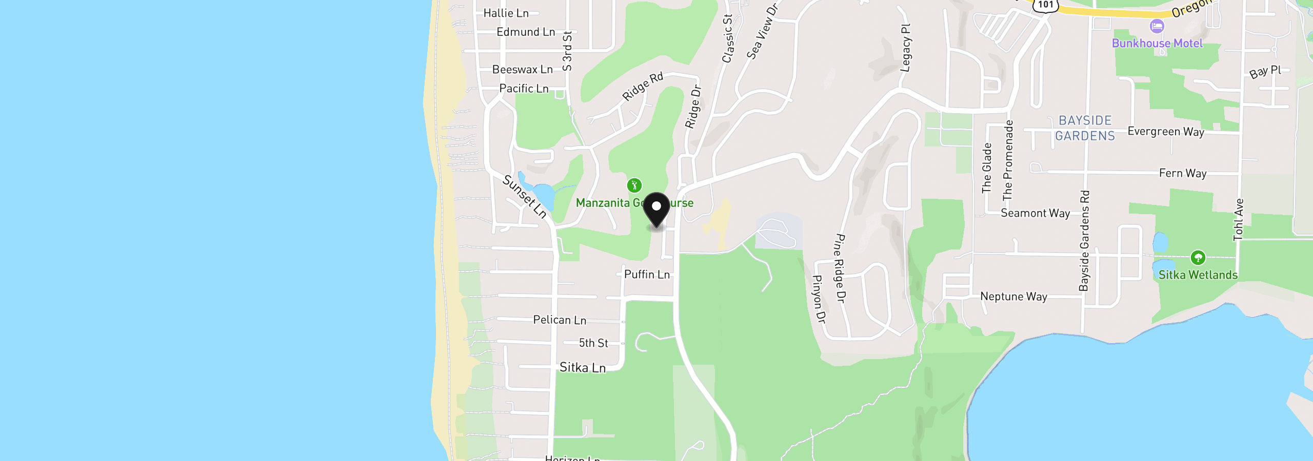Map showing the location of Fairway Ct, Manzanita, OR 97130