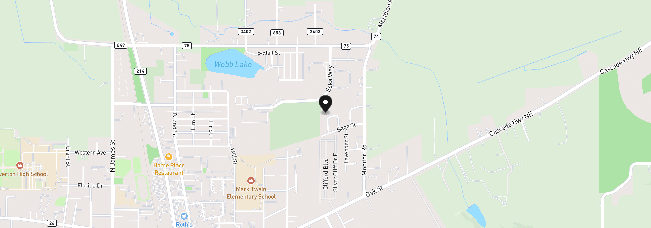 Map showing the location of 623 Rosemary Way, Silverton, OR 97381