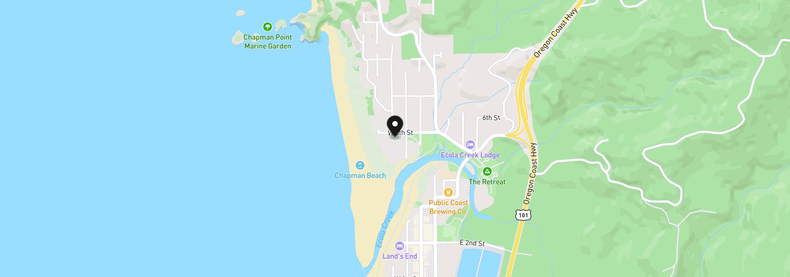 Map showing the location of 153 Breakers Point Condo 153, Cannon Beach, OR 97110