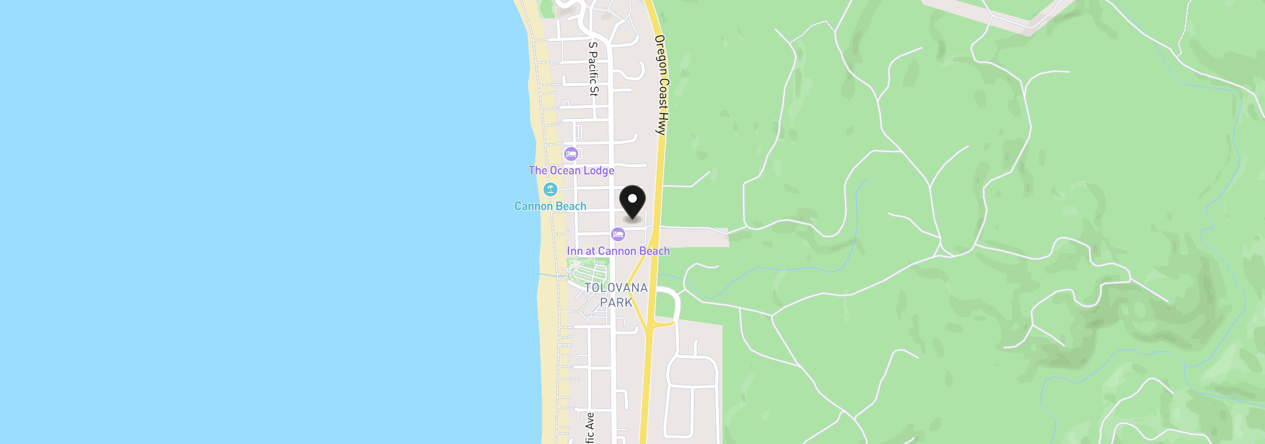 Map showing the location of 132 E Surfcrest Ave C1-B, Cannon Beach, OR 97110