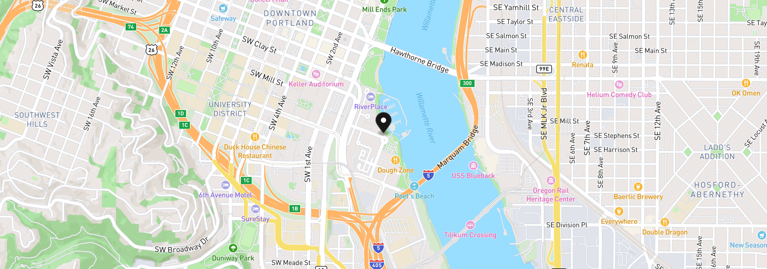 Map showing the location of 305 S Montgomery St 508, Portland, OR 97201