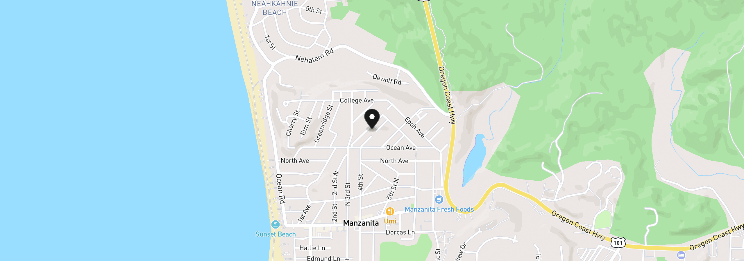 Map showing the location of 780 Madrona St, Manzanita, OR 97130
