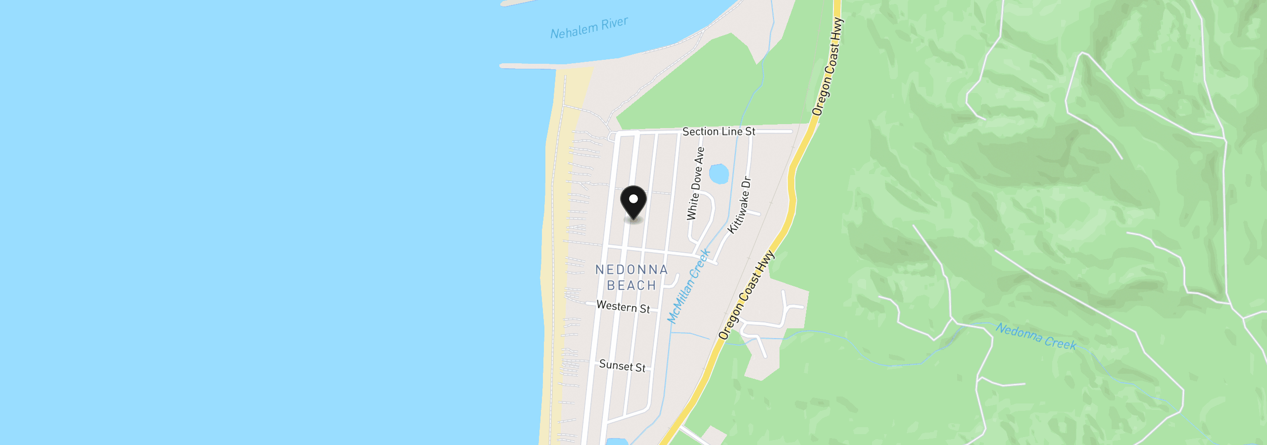 Map showing the location of 26475 Nedonna Ave, Rockaway Beach, OR 97136
