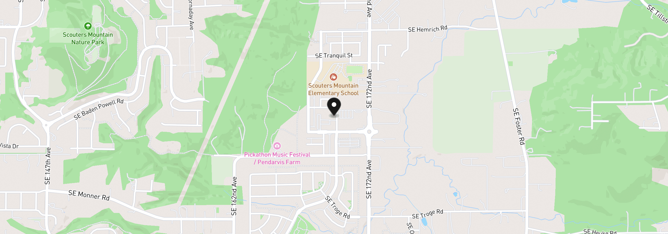 Map showing the location of 11043 SE Trillium Creek Ave, Happy Valley, OR 97086