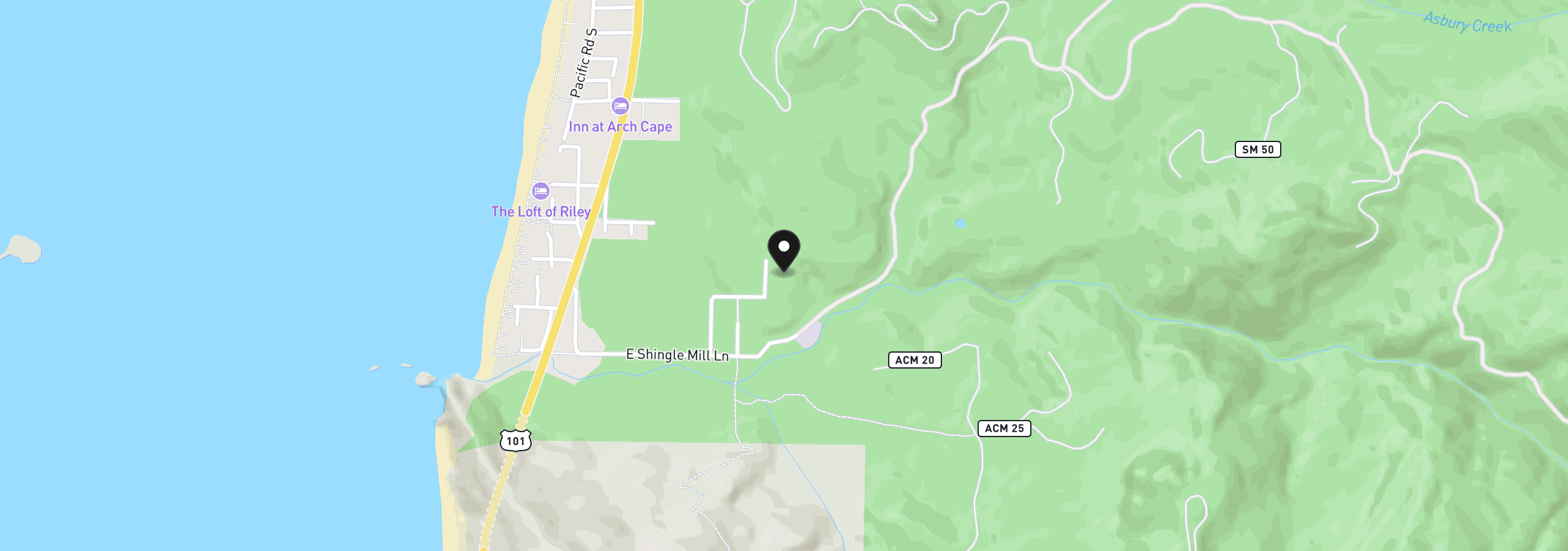 Map showing the location of Raven Hill Ln 2, Arch Cape, OR 97102
