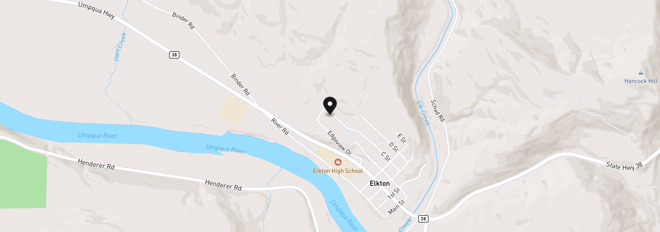 Map showing the location of 924 C St, Elkton, OR 97436