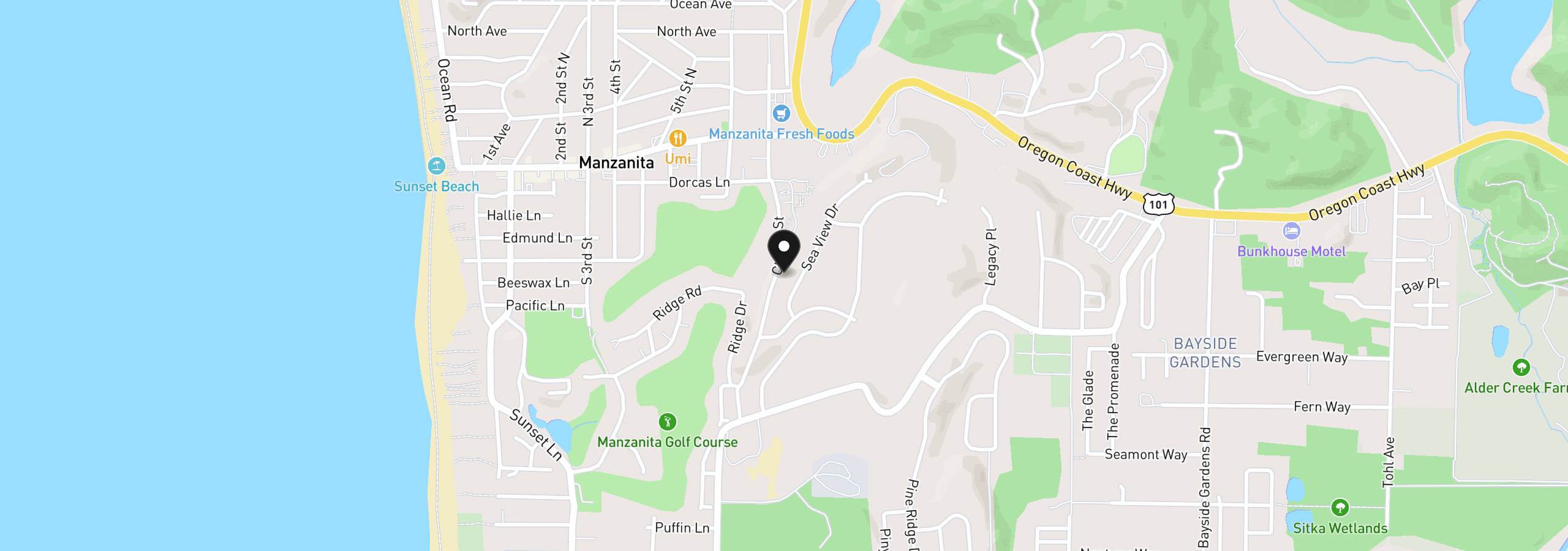 Map showing the location of Sea View Dr Lot 6, Manzanita, OR 97130