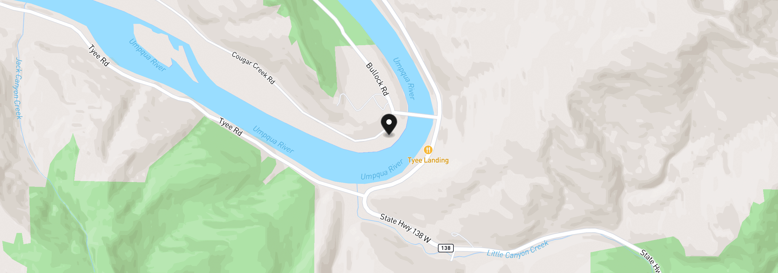 Map showing the location of 132 Cougar Creek Rd, Oakland, OR 97462