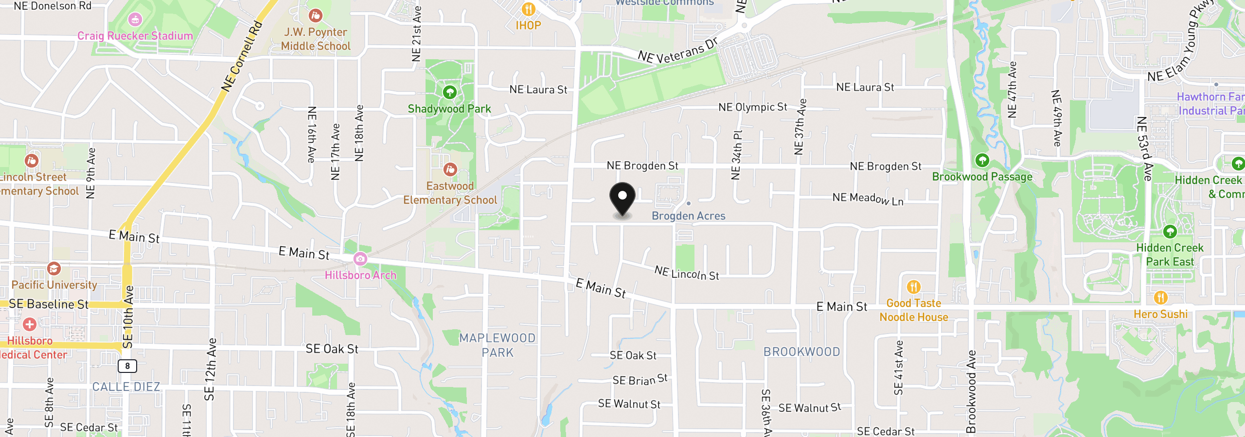 Map showing the location of 3001 NE Azalea St, Hillsboro, OR 97124